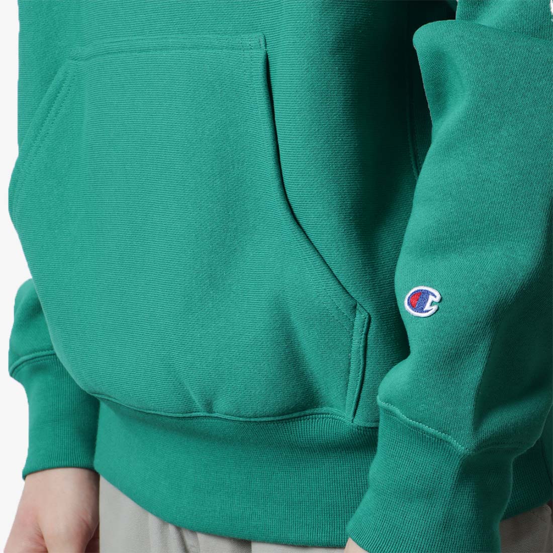 Champion Reverse Weave Boxy Fit Hoodie, Bright Green, Detail Shot 2
