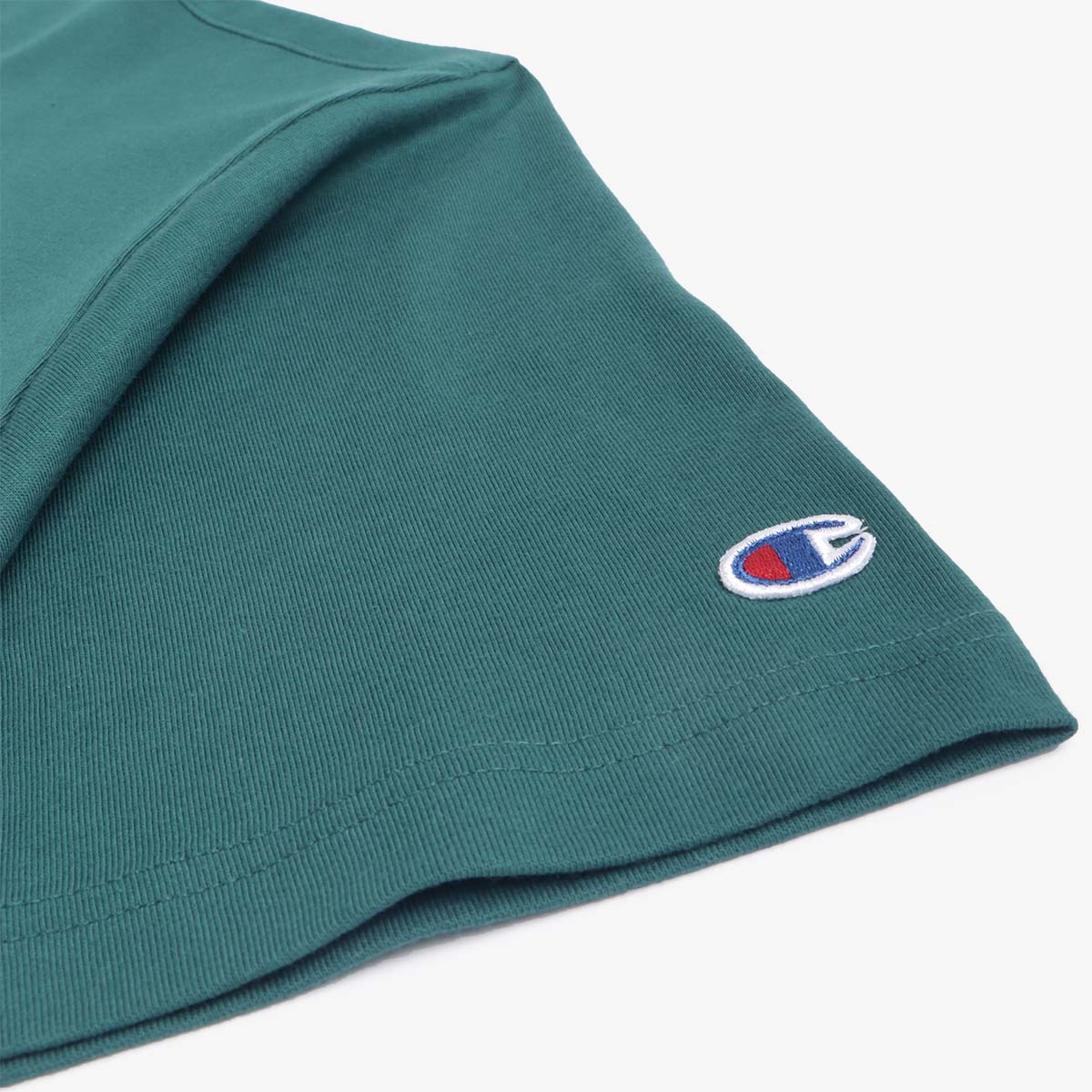 Champion Reverse Weave Minimal Cotton Jersey T-Shirt, Forest Green, Detail Shot 2