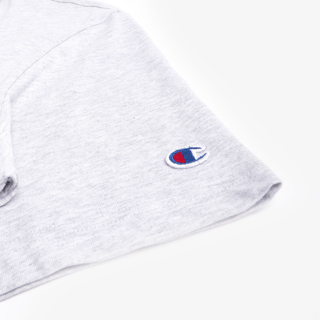 Champion Reverse Weave Minimal C Logo Patch T-Shirt, Light Grey, Detail Shot 2