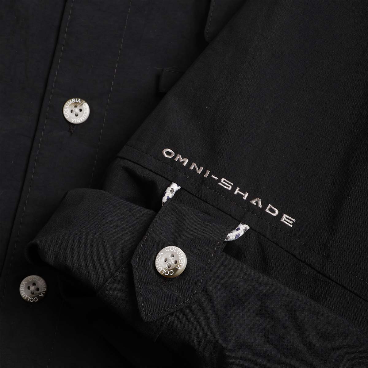 Columbia Bahama II PFG Long Sleeve Shirt, Black, Detail Shot 5