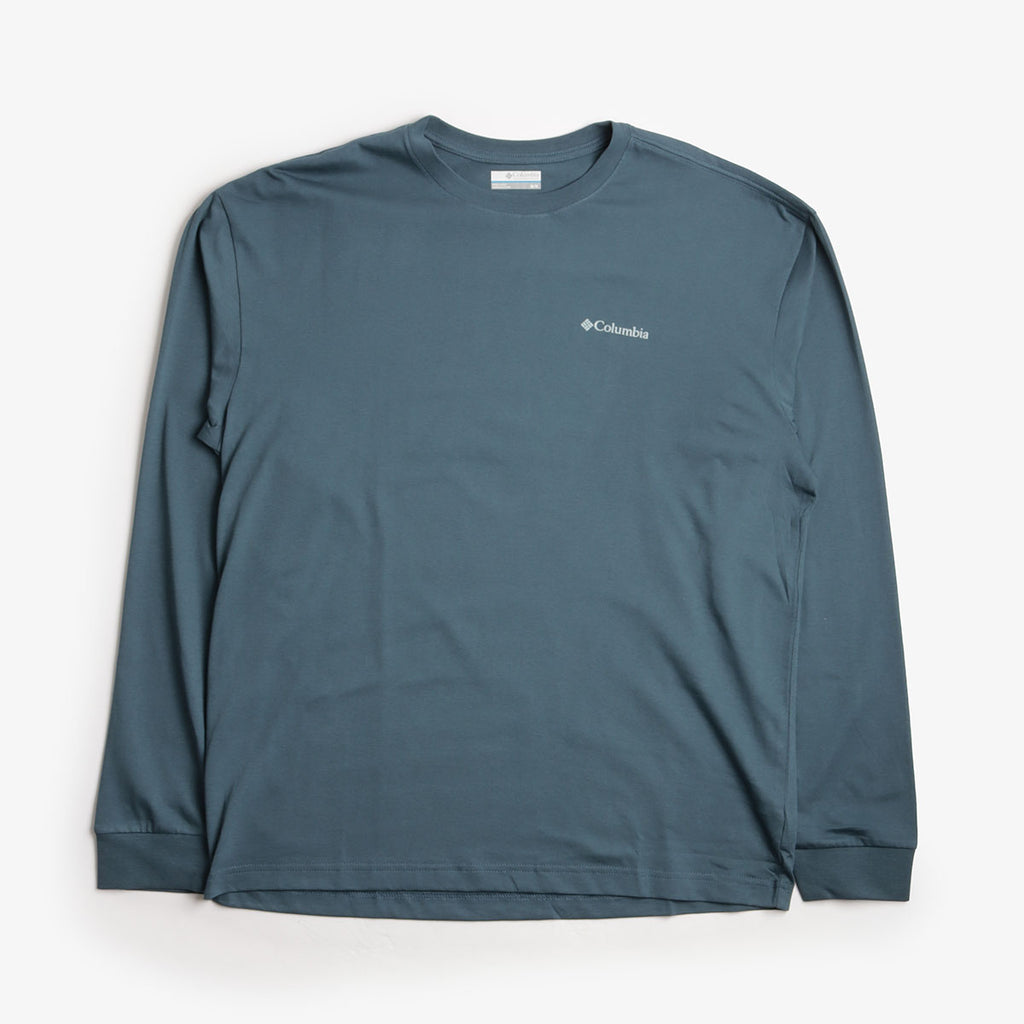 Columbia Black Butte Long Sleeve Graphic T-Shirt, Everblue Trailmap, Detail Shot 1