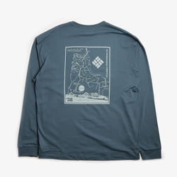 thumbnail Columbia Black Butte Long Sleeve Graphic T-Shirt, Everblue Trailmap, Detail Shot 2