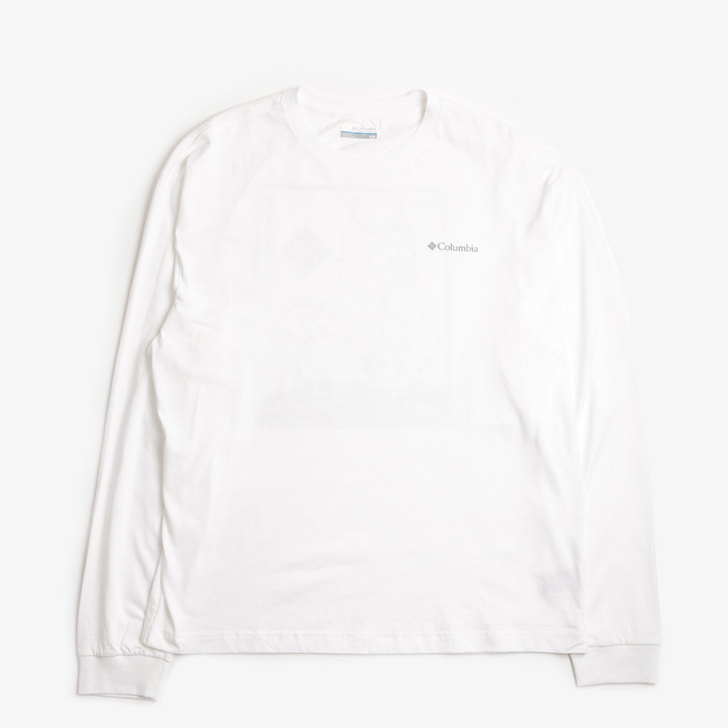 Columbia Black Butte Long Sleeve Graphic T-Shirt, White Trailmap, Detail Shot 1