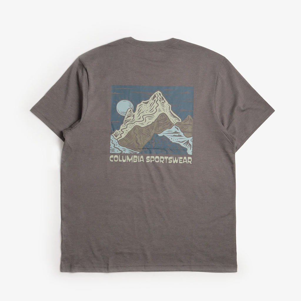 Columbia CSC Outdoor Back Graphic T-Shirt, City Grey Heather Sunscape, Detail Shot 2