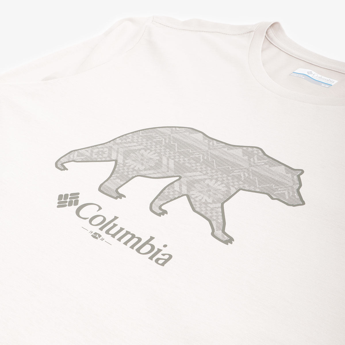 Columbia CSC Seasonal Logo Long Sleeve T-Shirt, Dark Stone Bearly-Checkered Peaks Graphic, Detail Shot 2