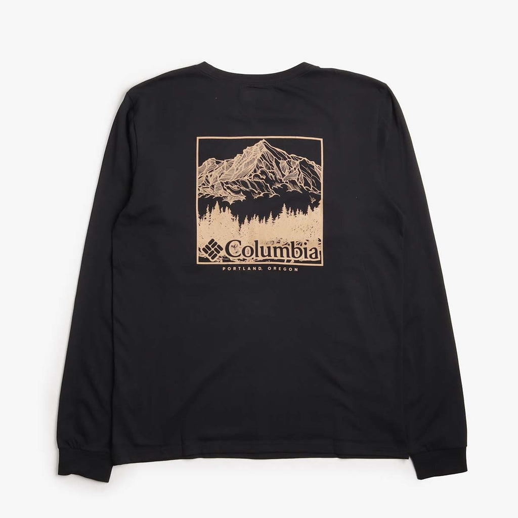 Columbia CSC Seasonal Logo Long Sleeve T-Shirt, Black Meadowland, Detail Shot 2