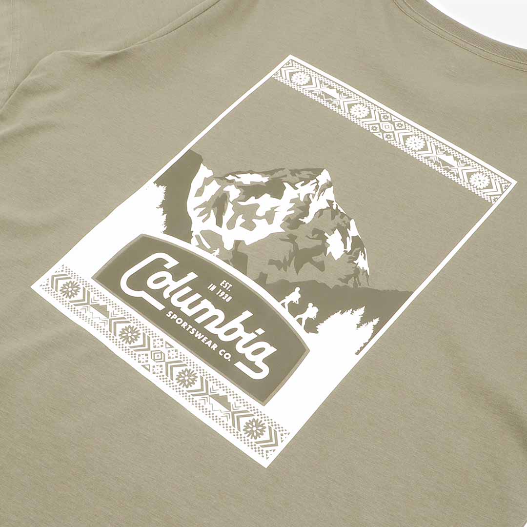 Columbia CSC Seasonal Logo Short Sleeve T-Shirt, Stone Green Timberland Trails Graphic, Detail Shot 4