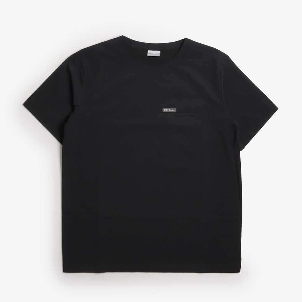 Columbia Chill Creek Woven T-Shirt, Black, Detail Shot 1