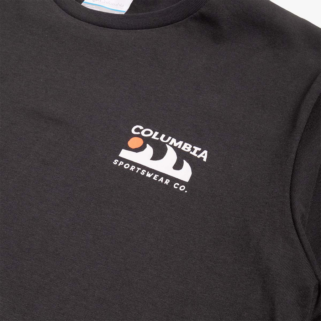 Columbia Explorers Canyon Back Graphic T-Shirt, Black Peaks and Waves, Detail Shot 3