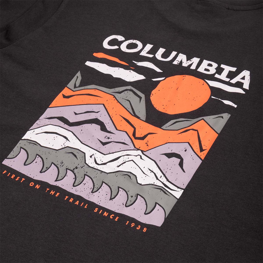 Columbia Explorers Canyon Back Graphic T-Shirt, Black Peaks and Waves, Detail Shot 4