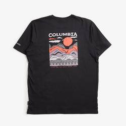 thumbnail Columbia Explorers Canyon Back Graphic T-Shirt, Black Peaks and Waves, Detail Shot 1