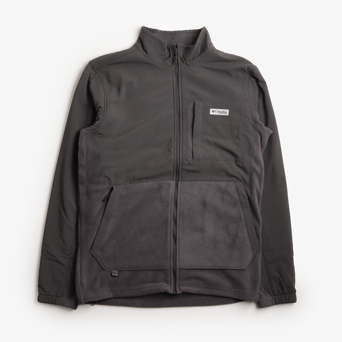 Columbia PFG Uncharted Full Zip Fleece Jacket, Shark, Detail Shot 1