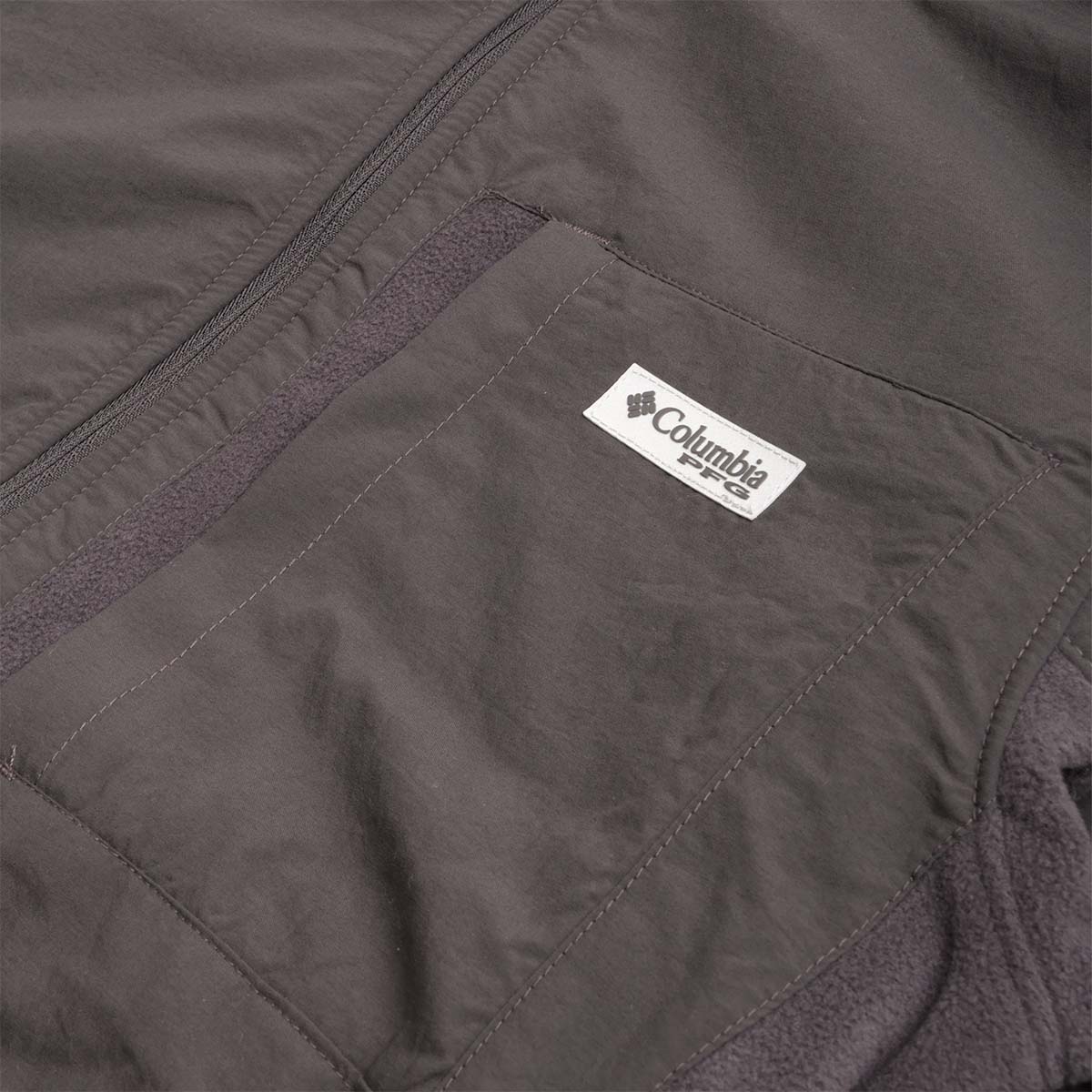 Columbia PFG Uncharted Full Zip Fleece Jacket, Shark, Detail Shot 3