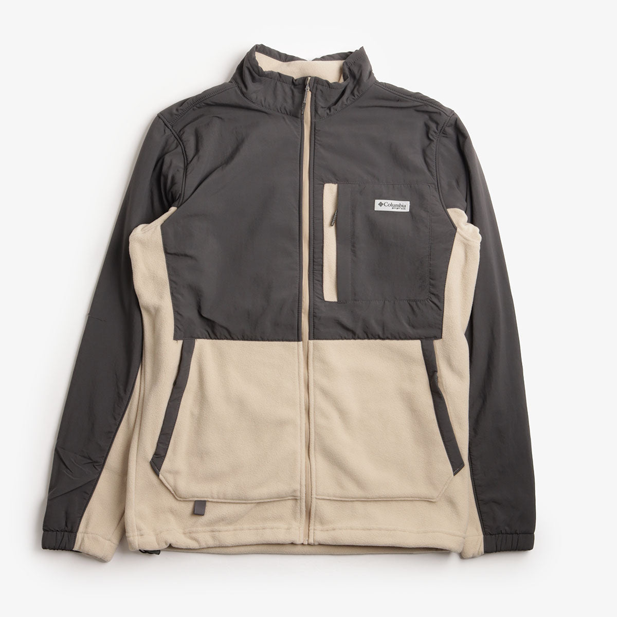 main Columbia PFG Uncharted Full Zip Fleece Jacket, Shark Ancient Fossil, Detail Shot 1
