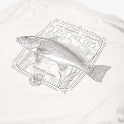 thumbnail Columbia PFG Uncharted Graphic Long Sleeve T-Shirt, Cool Grey Heather Redfish, Detail Shot 5