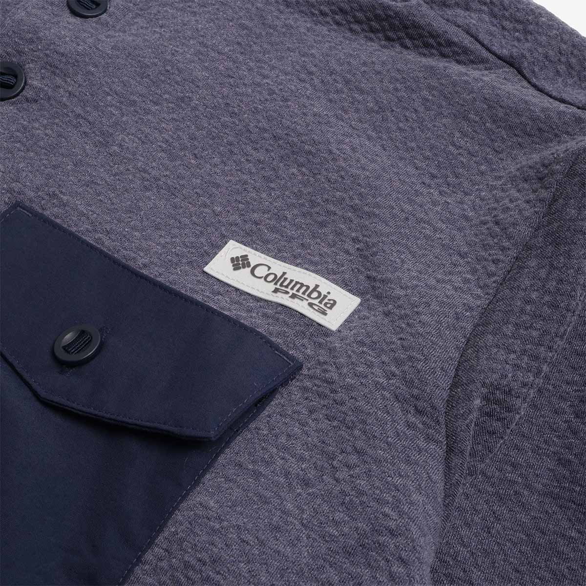 main Columbia PFG Uncharted Half Snap Long Sleeve T-Shirt, Nocturnal, Detail Shot 4