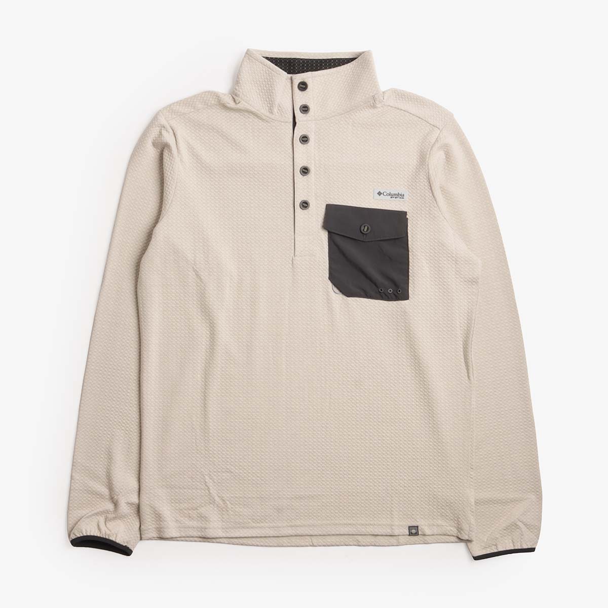Columbia PFG Uncharted Half Snap Long Sleeve T-Shirt, Dark Stone, Detail Shot 1
