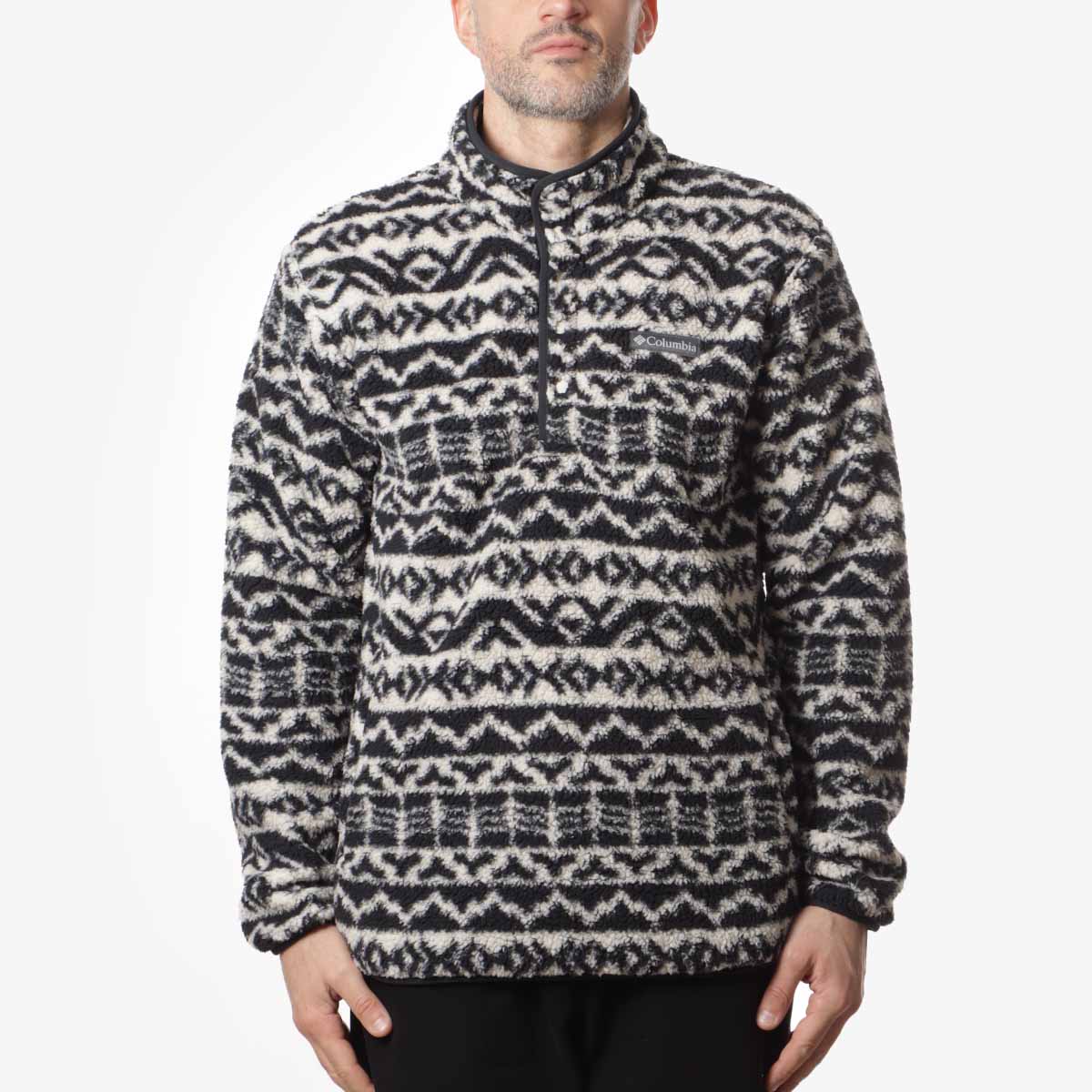 Columbia Rugged Ridge III Printed Sherpa Half Snap Fleece, Dark Stone Madras Tonal, Detail Shot 1