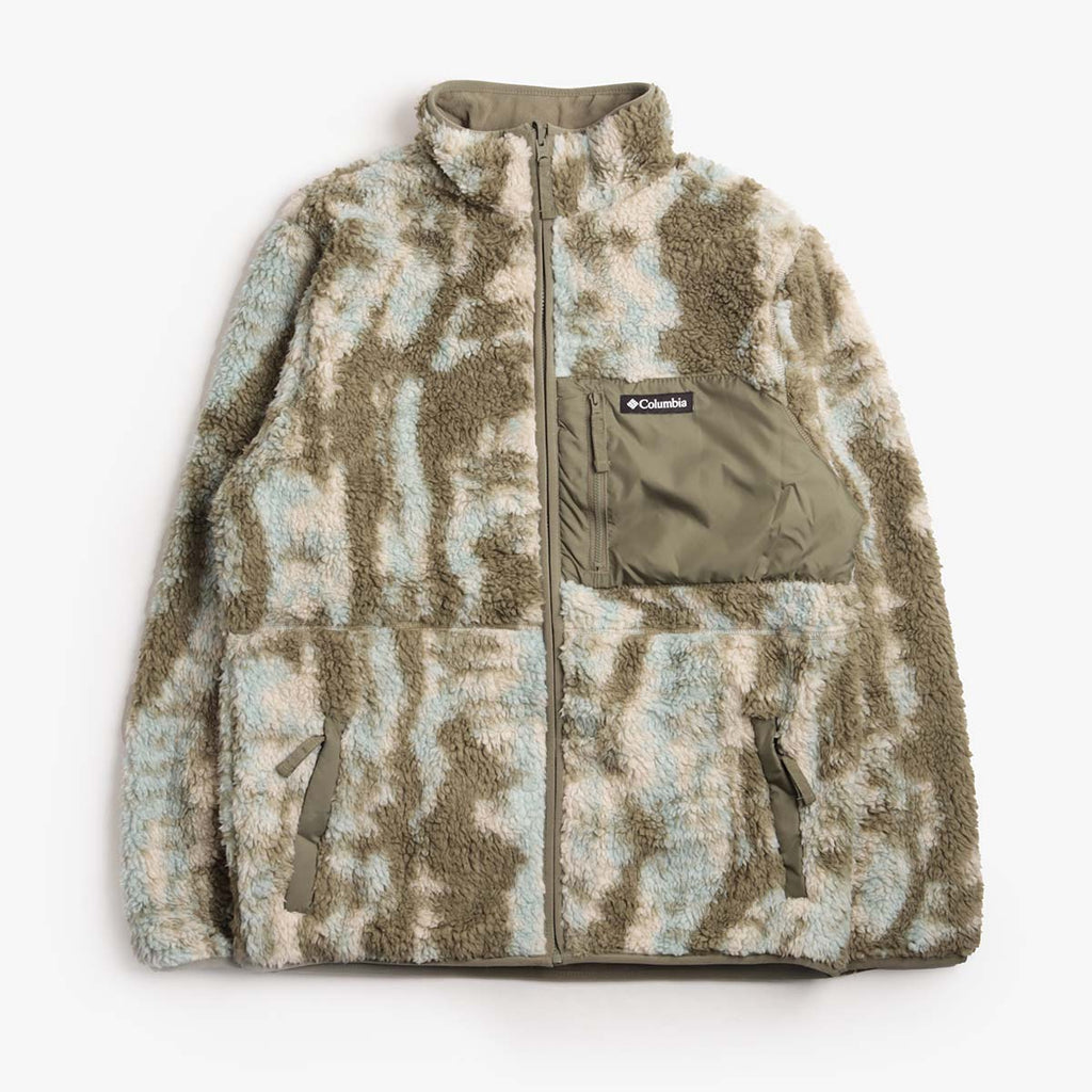Columbia Winter Pass Reversible Fleece Jacket, Stone Green Tracks, Detail Shot 1
