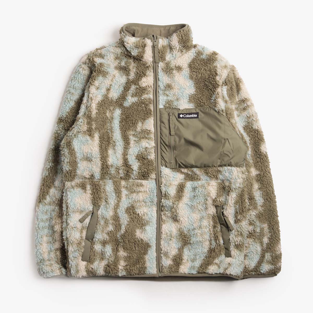 Columbia Winter Pass Reversible Fleece Jacket, Stone Green Tracks, Detail Shot 1