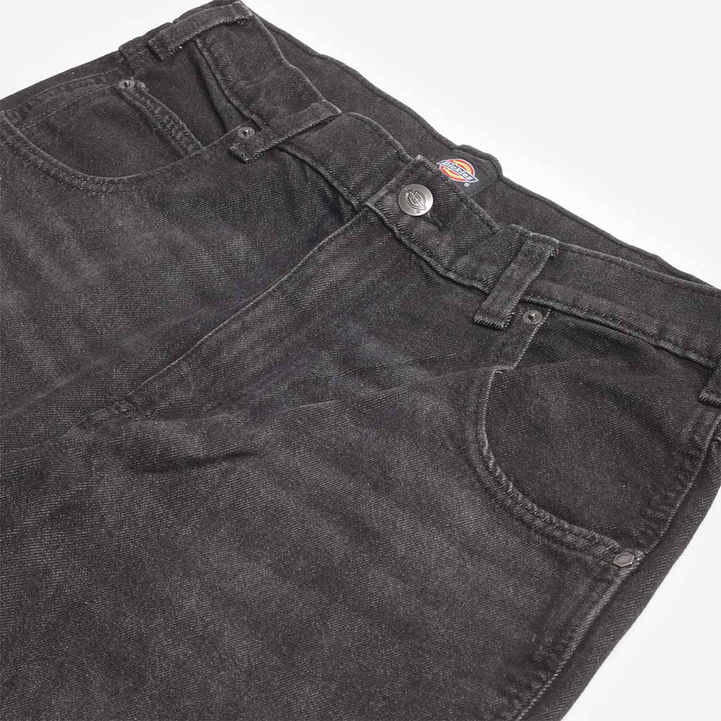 Dickies Garyville Denim Trousers, Black Wash Faded, Detail Shot 3