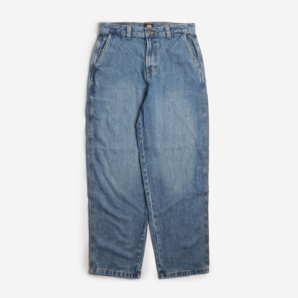 Dickies Madison Baggy Fit Denim Trousers, Rinsed Blue with Fade, Detail Shot 1