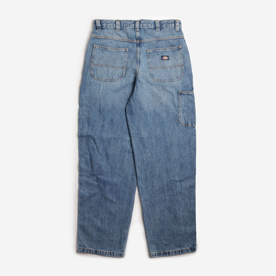 Dickies Madison Baggy Fit Denim Trousers, Rinsed Blue with Fade, Detail Shot 2