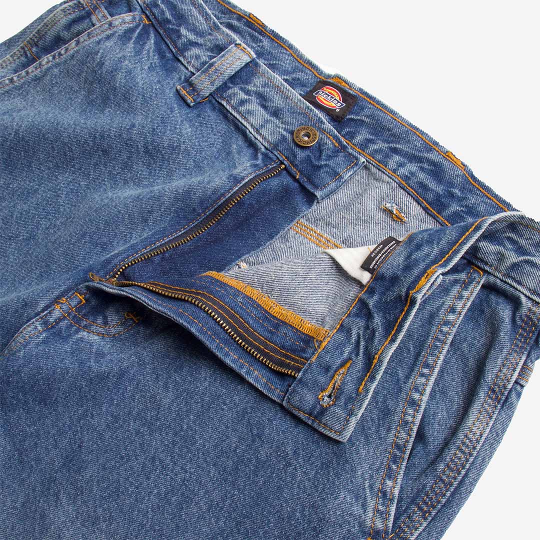 Dickies Madison Baggy Fit Denim Trousers, Rinsed Blue with Fade, Detail Shot 3
