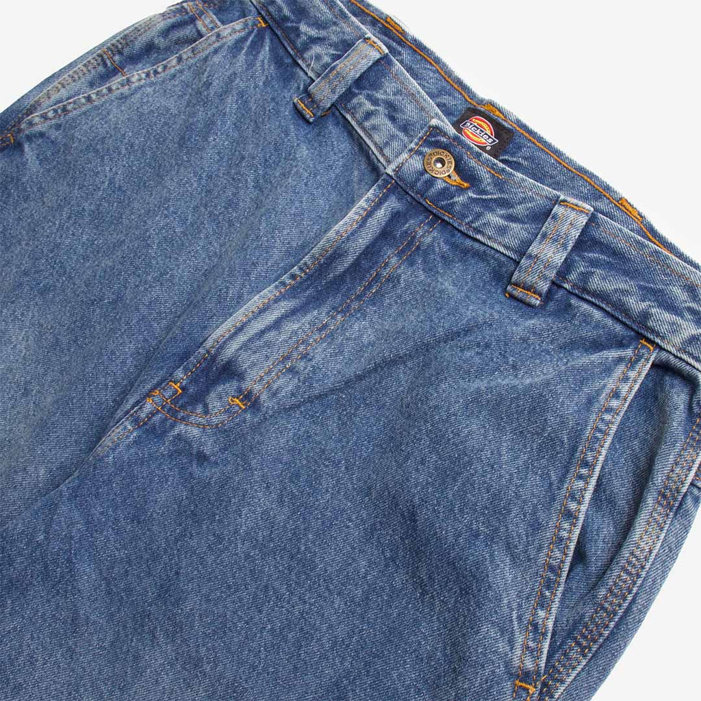 Dickies Madison Baggy Fit Denim Trousers, Rinsed Blue with Fade, Detail Shot 4