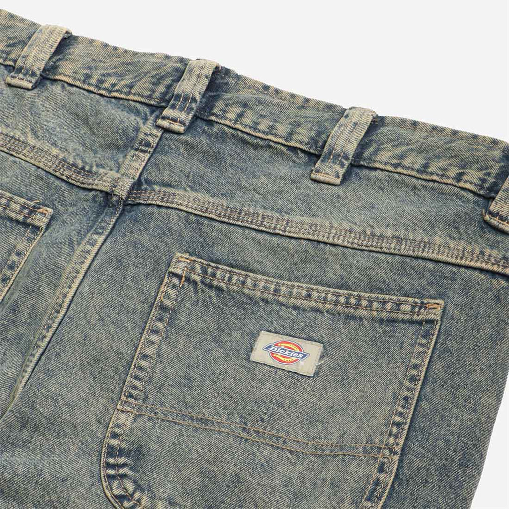 Dickies Madison Denim Trousers, Yellow Fade Indigo, Detail Shot 3