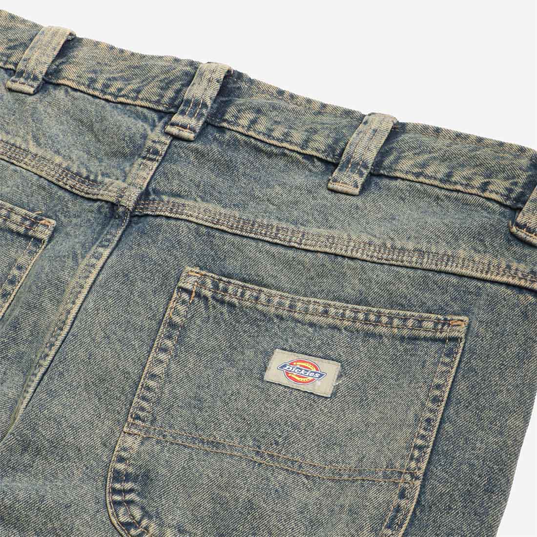 Dickies Madison Denim Trousers, Yellow Fade Indigo, Detail Shot 3