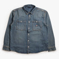 Dickies Mechanic Denim Shirt, Khaki Tinted Blue, Detail Shot 1