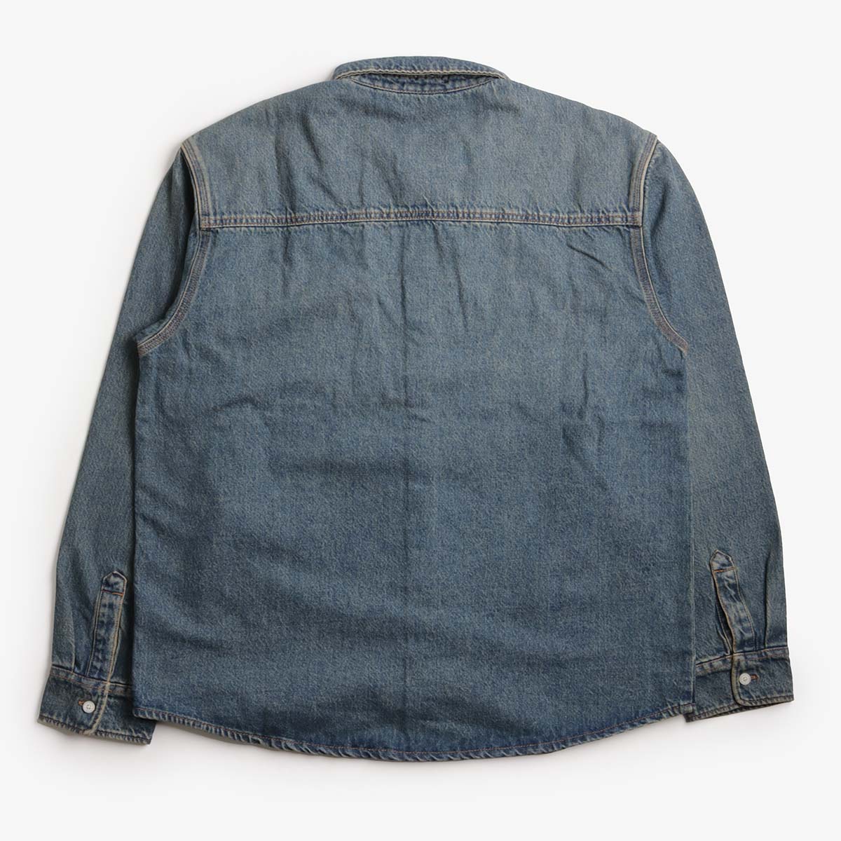 main Dickies Mechanic Denim Shirt, Khaki Tinted Blue, Detail Shot 2