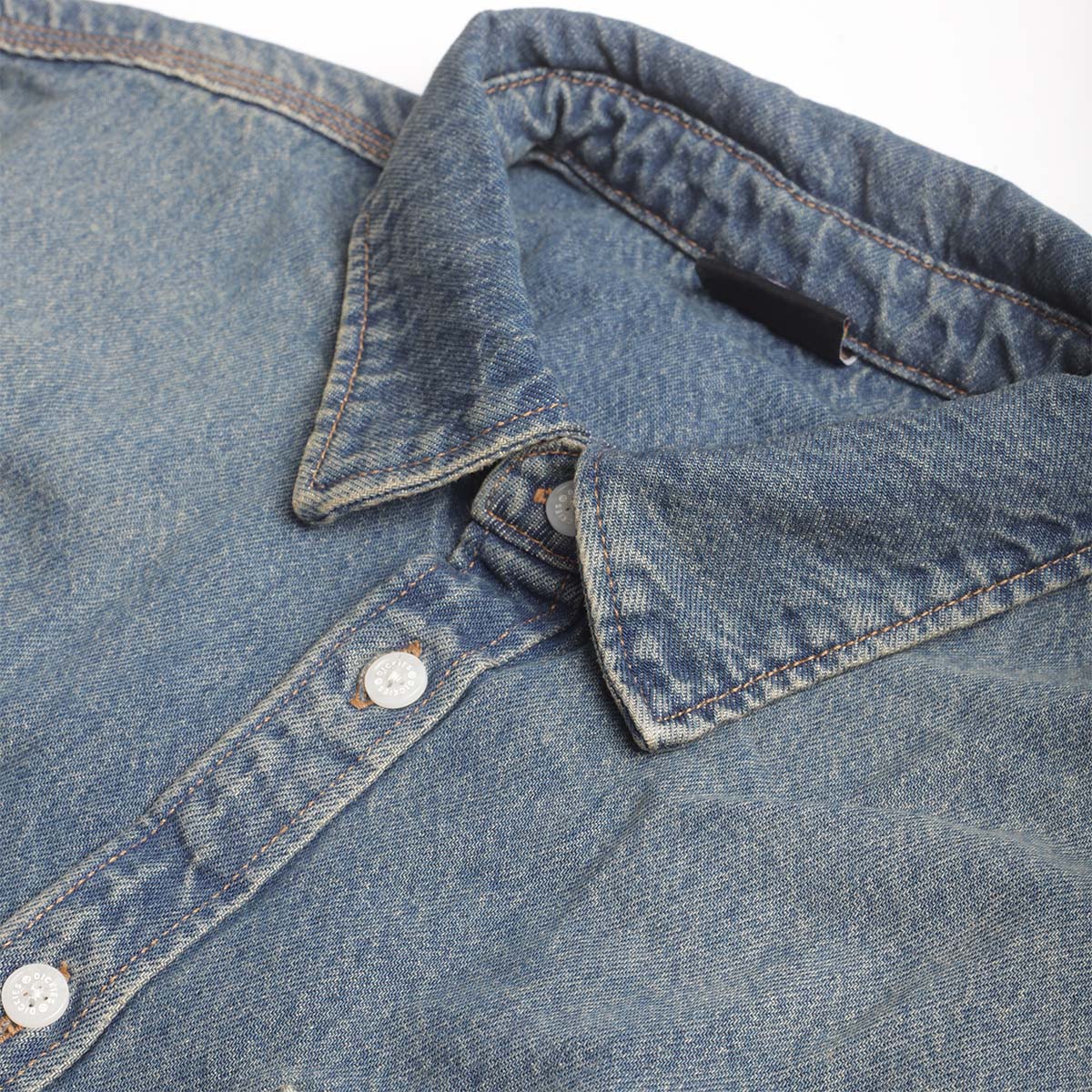 Dickies Mechanic Denim Shirt, Khaki Tinted Blue, Detail Shot 4