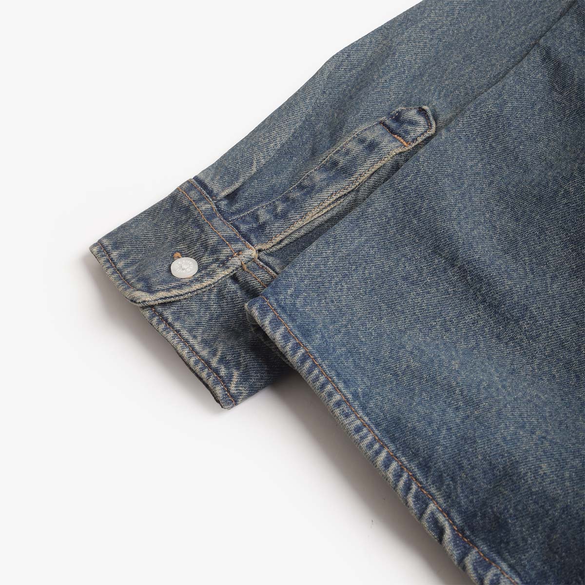 main Dickies Mechanic Denim Shirt, Khaki Tinted Blue, Detail Shot 6