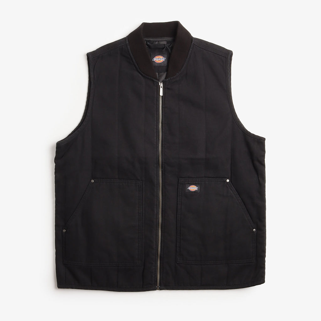 Dickies Quilted Canvas Vest, Black, Detail Shot 1