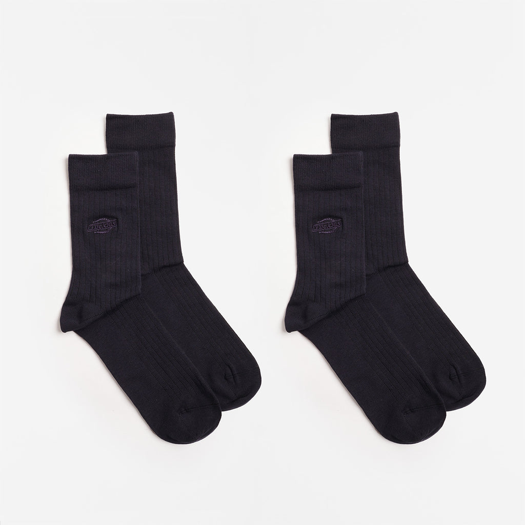 Dickies Rib 2 Pack Socks, Black, Detail Shot 2