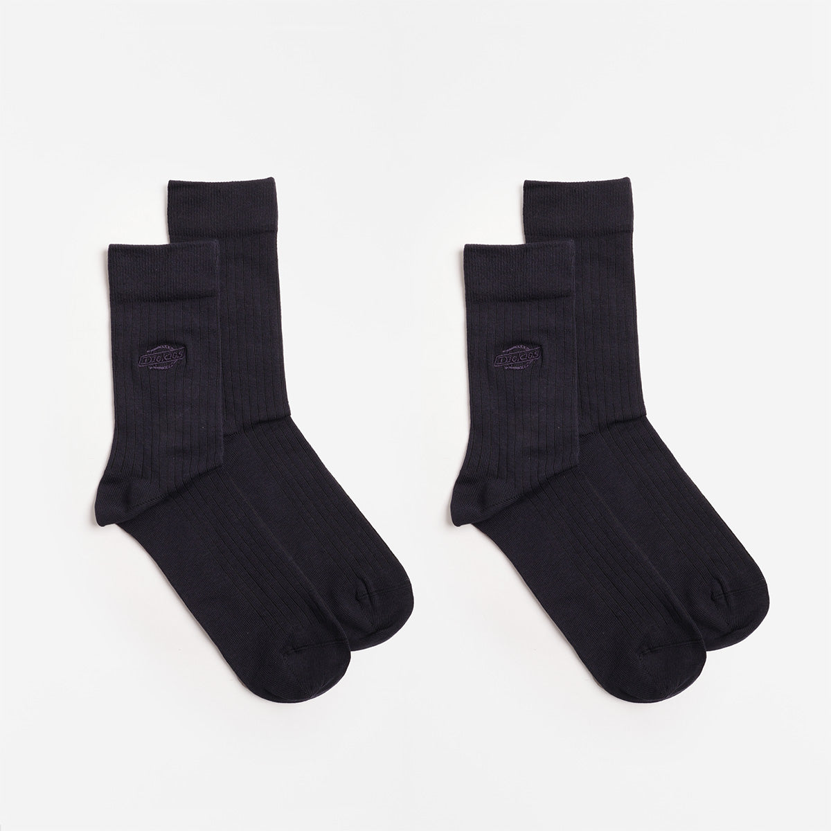 Dickies Rib 2 Pack Socks, Black, Detail Shot 2