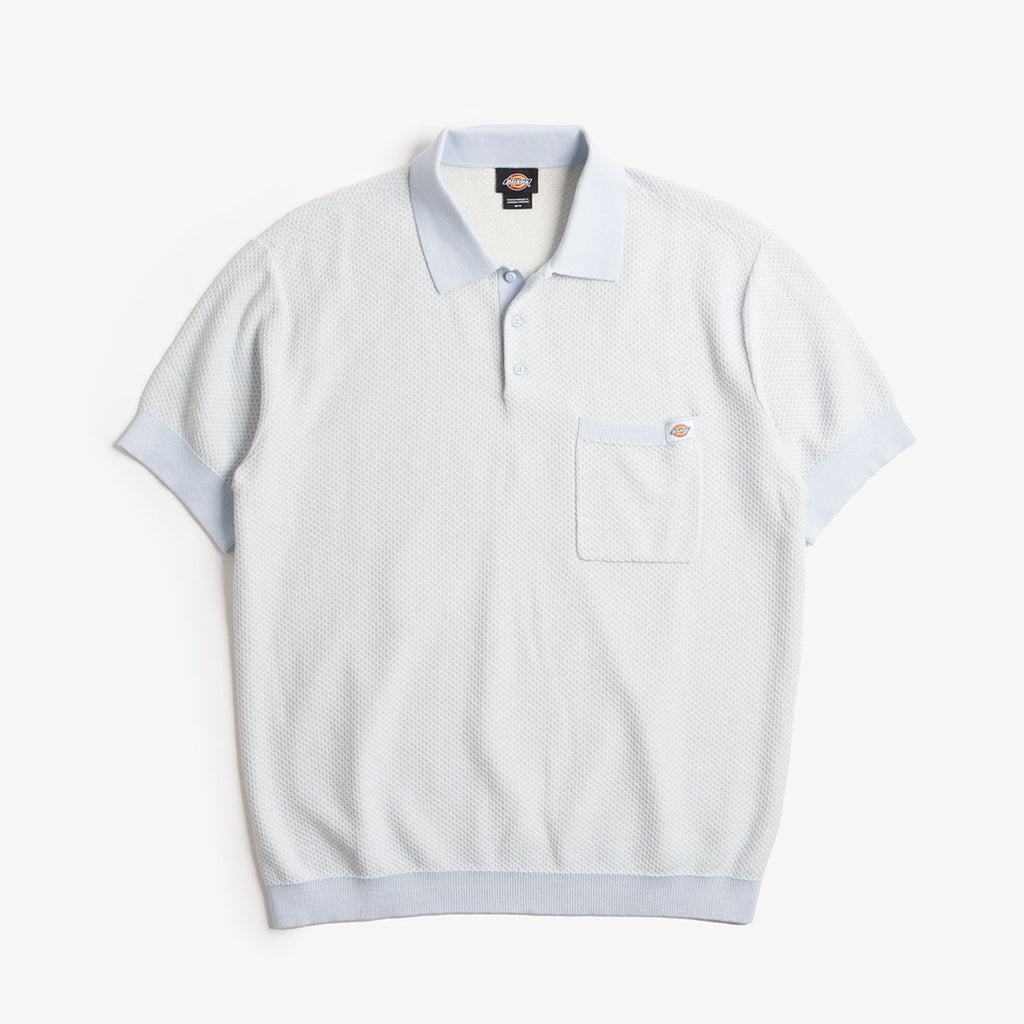 Dickies Rocky Knit Polo Shirt, Whitecap Grey, Detail Shot 1