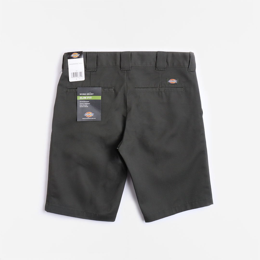 Dickies Slim Fit Recycled Shorts, Olive Green, Detail Shot 3