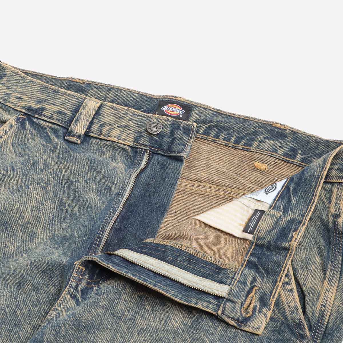 Dickies Stevensville Carpenter Trousers, Yellow Fade Indigo, Detail Shot 2