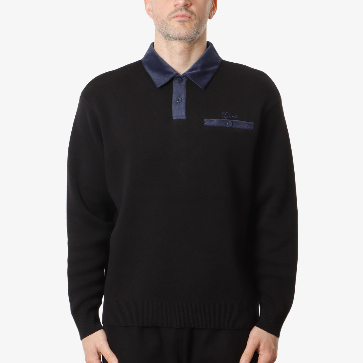 Dime Casino Rugby Polo Shirt, Black, Detail Shot 1