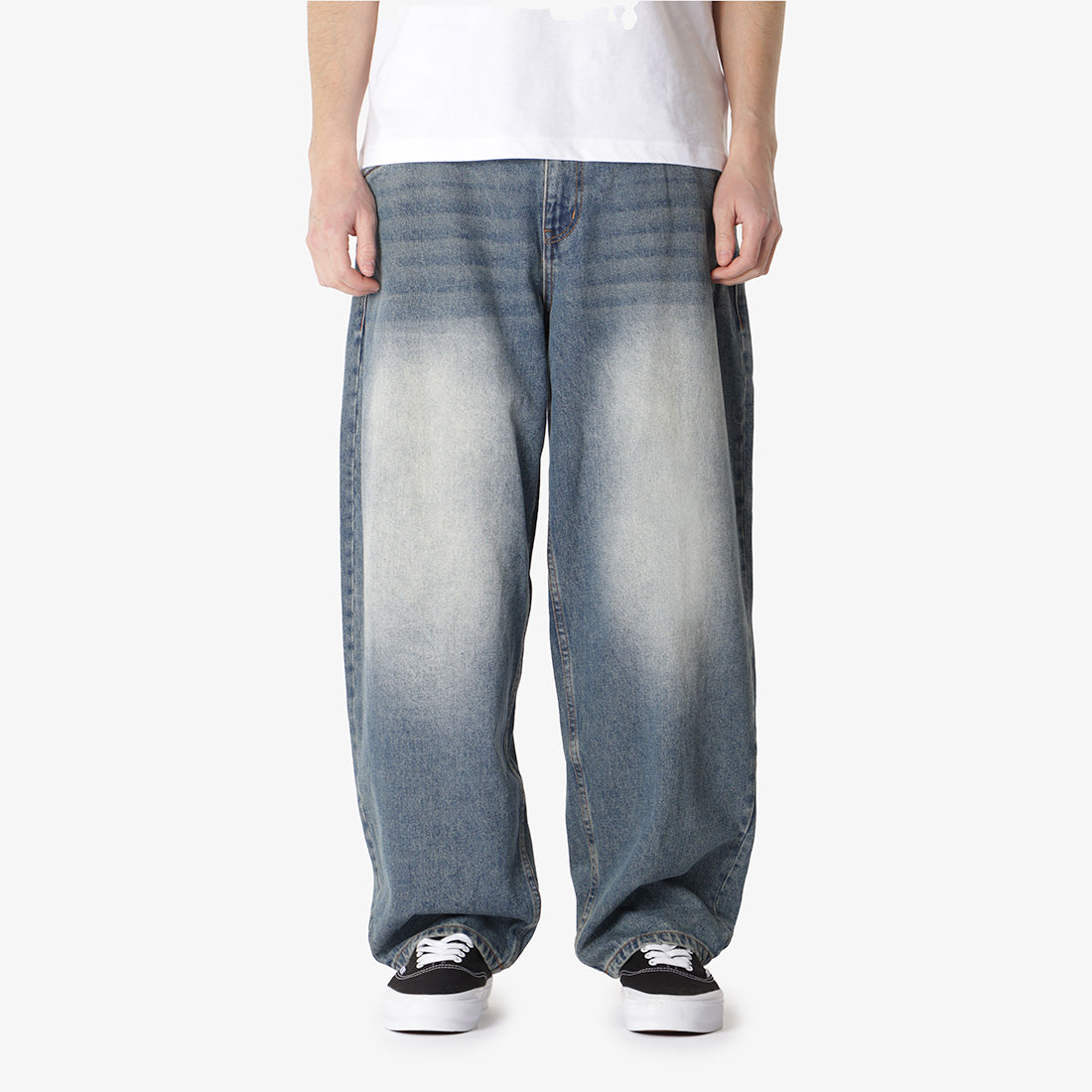 Dime Classic Baggy Denim Pant, Sandblasted Indigo, Detail Shot 1