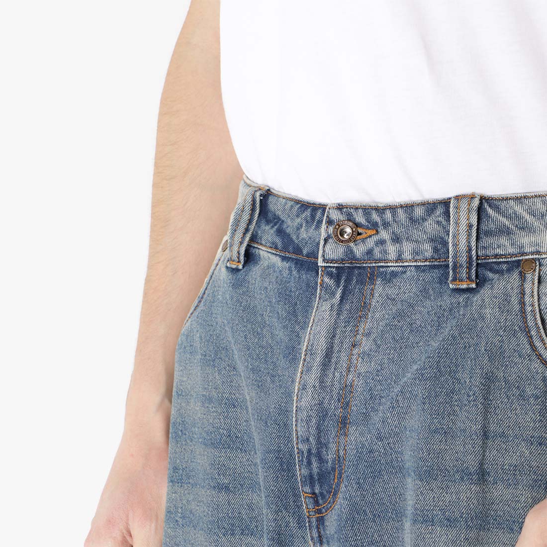 Dime Classic Baggy Denim Pant, Sandblasted Indigo, Detail Shot 2