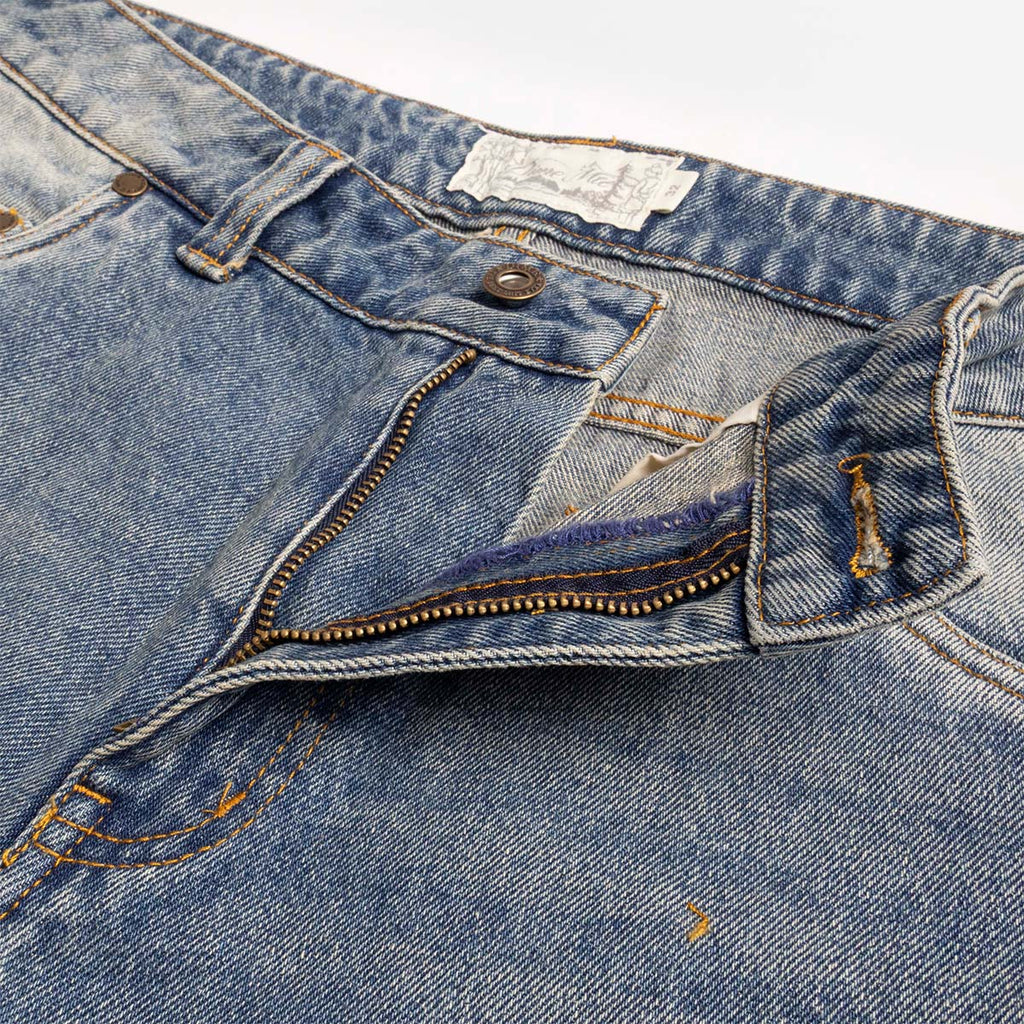 Dime Classic Denim Shorts, Sandblasted Indigo, Detail Shot 4