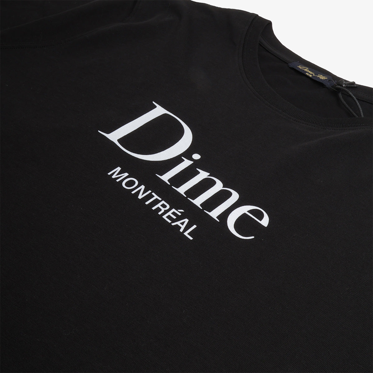 Dime Montreal chest print on black cotton tee
