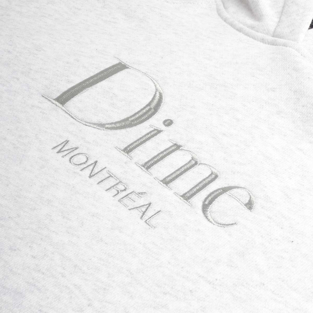 Dime Montreal chest print on ash grey cotton hoodie