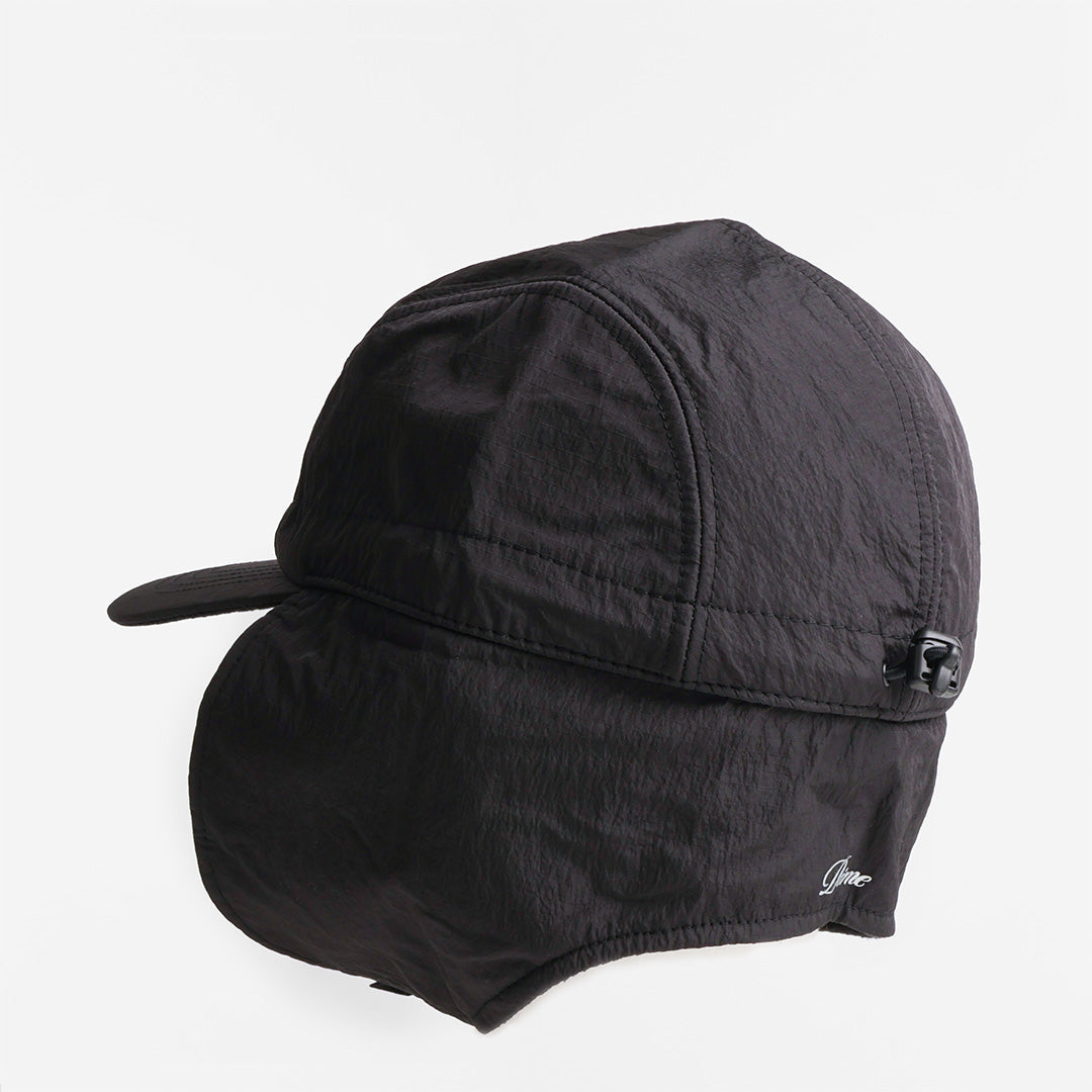 Dime Cursive Earflap Cap, Black, Detail Shot 3