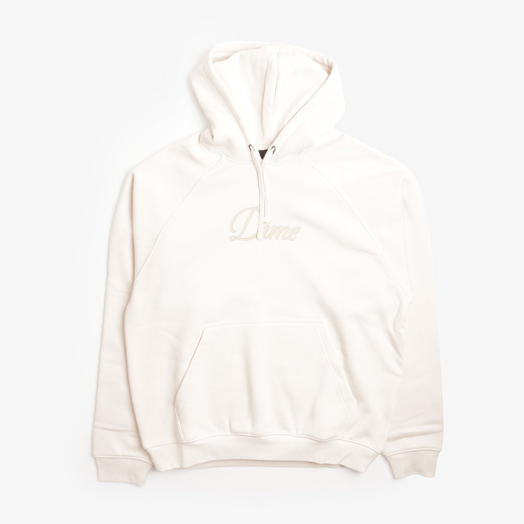 Dime Cursive Hoodie in Cream, front view