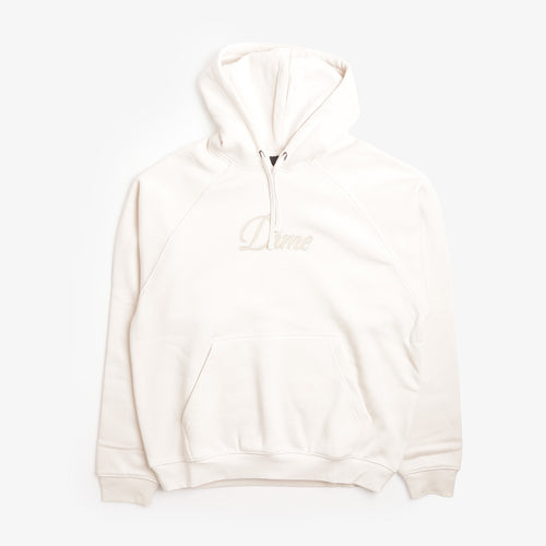 Dime Cursive Hoodie in Cream, front view